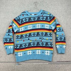 Aldi Gear Sweater Mens M Blue Crew Neck Long Sleeves Ugly Christmas Pullover